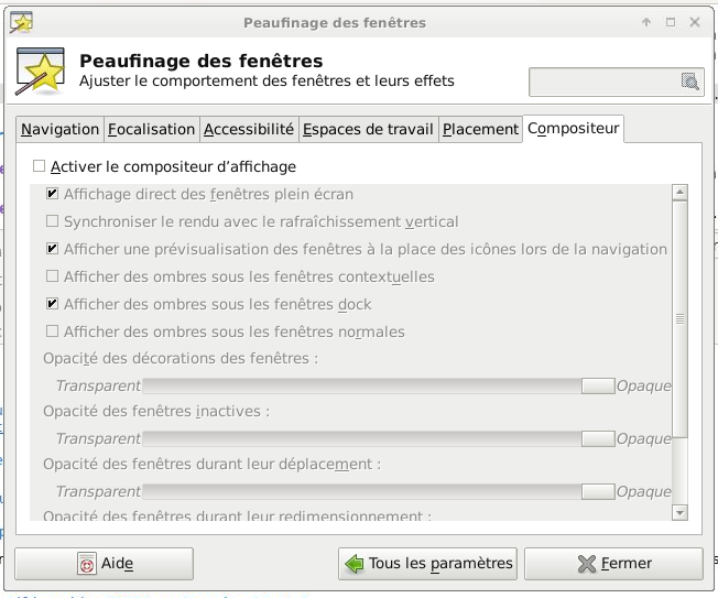 XFCE Settings, Compositor tab (FRE)